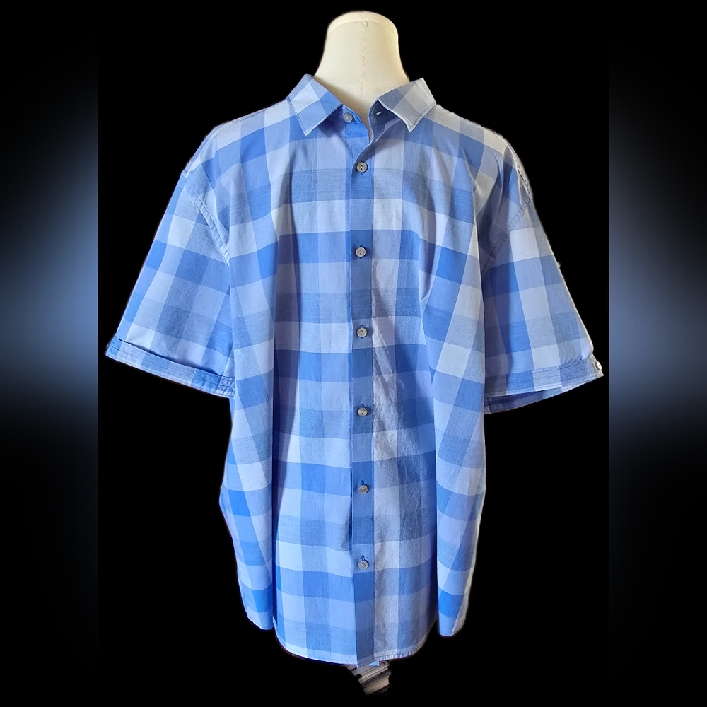 Calvin Klein Blue and White Plaid Men's Shirt
